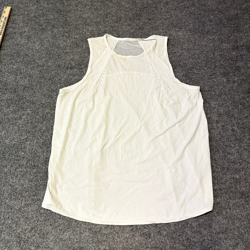 Lululemon Tank Top Womens Size 10 White Mesh Back Perforated Athletic Yoga Gym